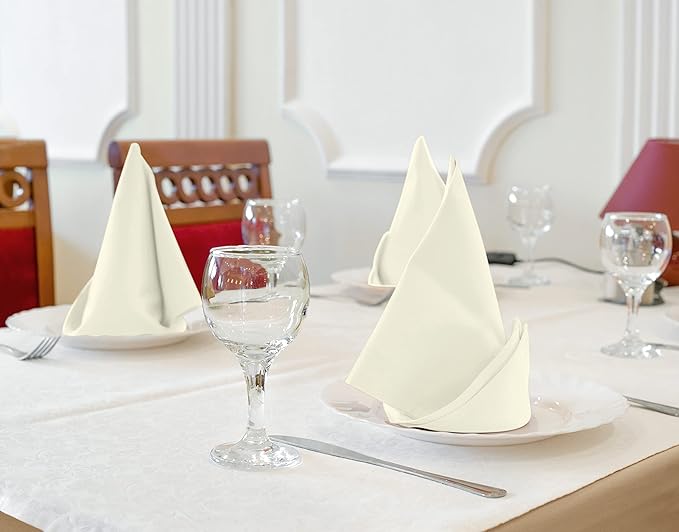 Utopia Kitchen Cotton Blend Ivory Cloth Napkins [12 Pack, 18x18 Inch] | Absorbent Washable and Reusable for Dinner, Restaurant, Lunch, Wedding and Hotel - Image 2