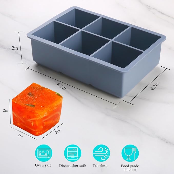 1/2 Cup Silicone Freezer Tray With Lid,Silicone Freezer Molds 3-Pack For meal prep & freezing of various sauces and other dishes, makes 18 perfect 1/2 cup portions cubes (Multicolor 3 Pack) - Image 7
