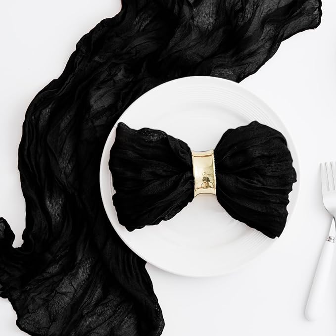 100 Pack Black Cheesecloth Napkins Washable 21x21 Inches Black Cloth Napkins Set of 100 Dinner Table Napkins for Wedding Rustic Boho Cotton Gauze Summer Bridal Baby Shower Party Table Decor - Image 4