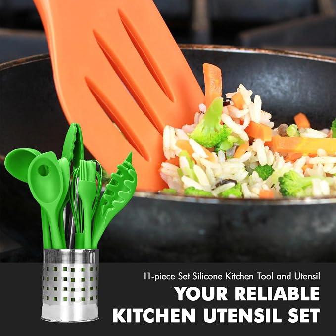 Chef Craft Premium Utensil Set Kitchen, Green, 11 Piece Set (42107) - Image 5