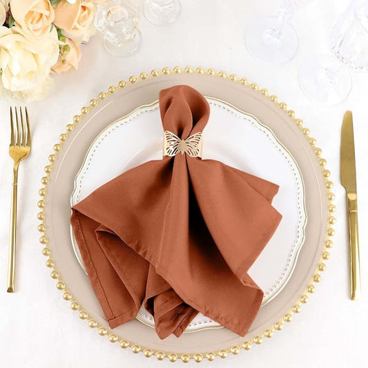 Efavormart Premium Cloth Napkins Set of 50, 17x17 Inch Terracotta Seamless Dinner Napkins, Washable Linen Table Napkin Cloth with Hemmed Edges for Weddings, Party and Banquet by efavormart