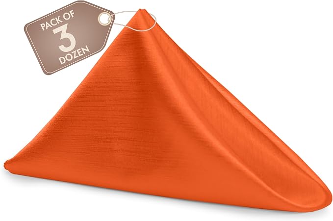 17x17-Inch Shantung Satin Cloth Napkins, Orange, Set of 36 by UltimateTextile