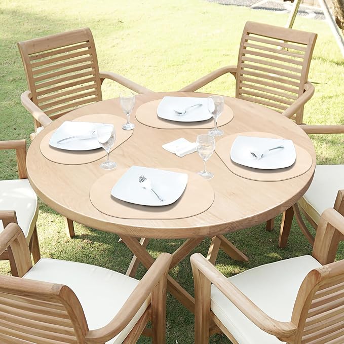 ADRIMER Placemats, Heat Resistant Oval Placemats Set of 4 Washable 12 x 17 Inch, Waterproof Table Mats, Wipeable Pu Place Mats for Kitchen, Dining Room, Beige - Image 7