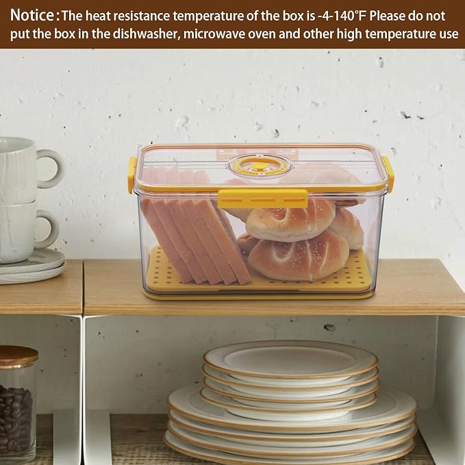 Gifhomfix Bread Box Airtight Bread Boxes for Kitchen Counter, Time Recording Bread Storage Container with Lid, Bread Holder for Homemade Bread, Toast, Bagel, Donut and Cookies, Yellow - Image 5