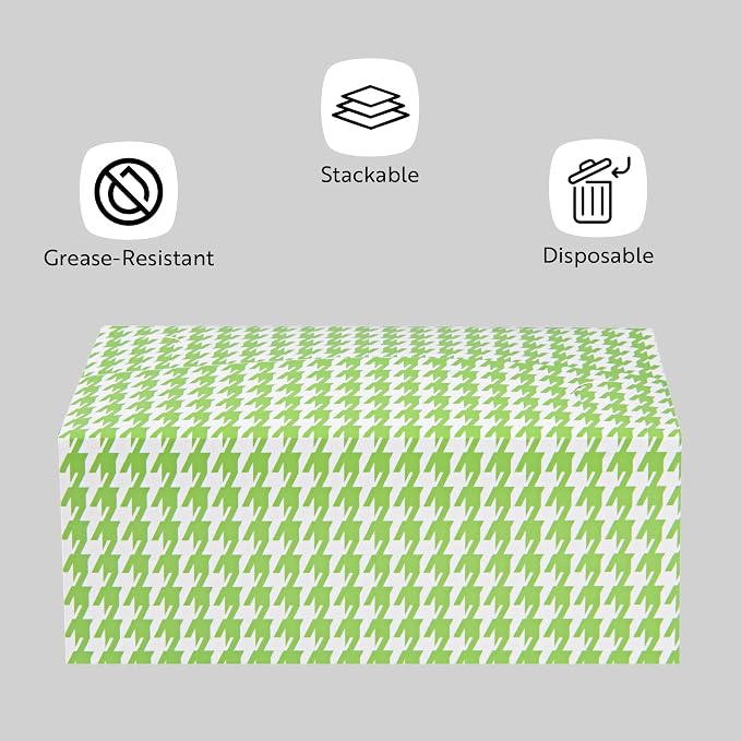 Bio Tek 47 Ounce To Go Boxes, 400 Rectangle Take Out Food Containers - Fast Top Closure, Disposable, Green Houndstooth Paper Carry Out Containers, For Burgers Or Fried Chicken - Restaurantware - Image 4
