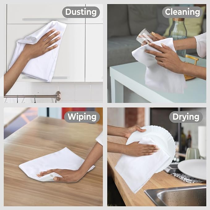 Urban Villa Kitchen Towels Cotton Dish Towels 27”x27” (Set of 4) White - Image 5