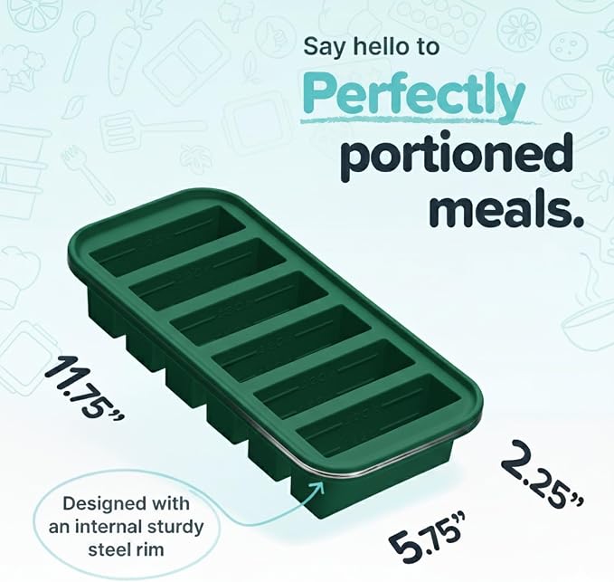 Souper Cubes 1/2 Cup Silicone Freezer Mold with Lid, Kale, 1-Pack | 100% Platinum-Cured Silicone Freezer Cube, Oven & Microwave Safe, Perfect for Freezing Broth, Sauces, Sides and More - Image 5