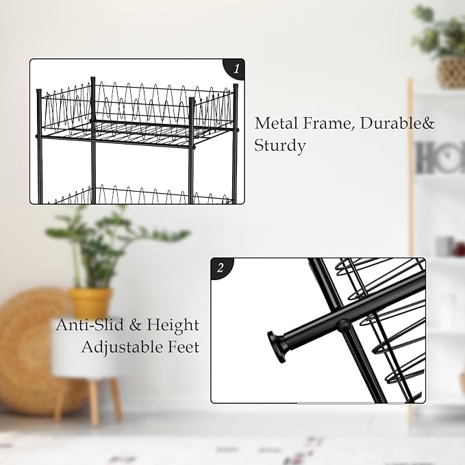 ETELI Water Bottle Organizer 4 Tier FreeStanding Water Bottle Holder Storage Rack Floor Metal Drink Soda Can Organizer for Pantry Kitchen Food Storage, Black - Image 6