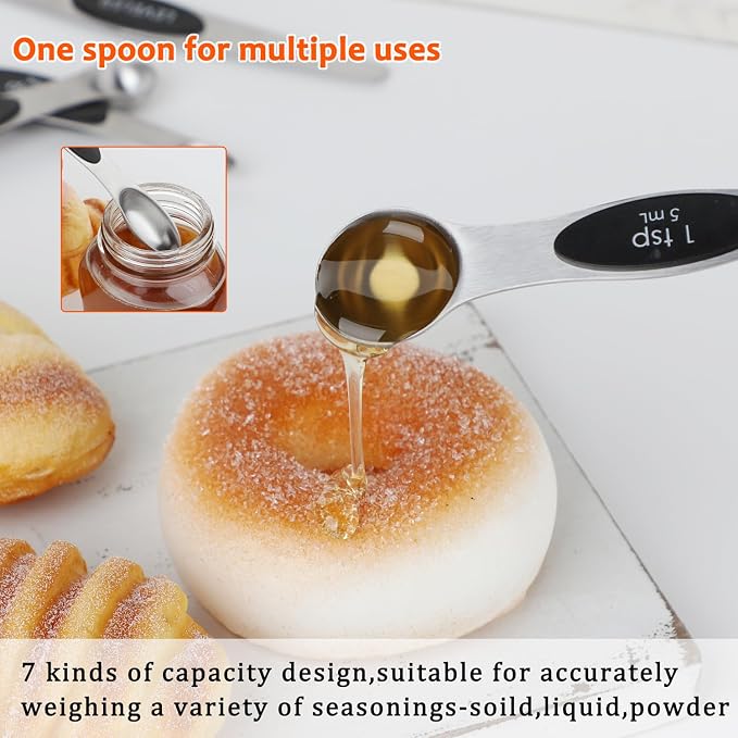 Magnetic Measuring Cups and Spoons Set of 16 Includes 7pcs Stainless Stee Stackable Nesting Magnetic Measuring Cup 9pcs Magnetic Measuring Spoon for Dry and Liquid Ingredients - Image 8