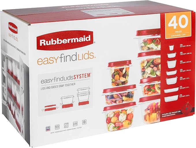 Rubbermaid 42-Piece Food Storage Containers with Lids | Clear Plastic Stackable Kitchen Organization with Microwave Vented Snapping Cover - Image 8