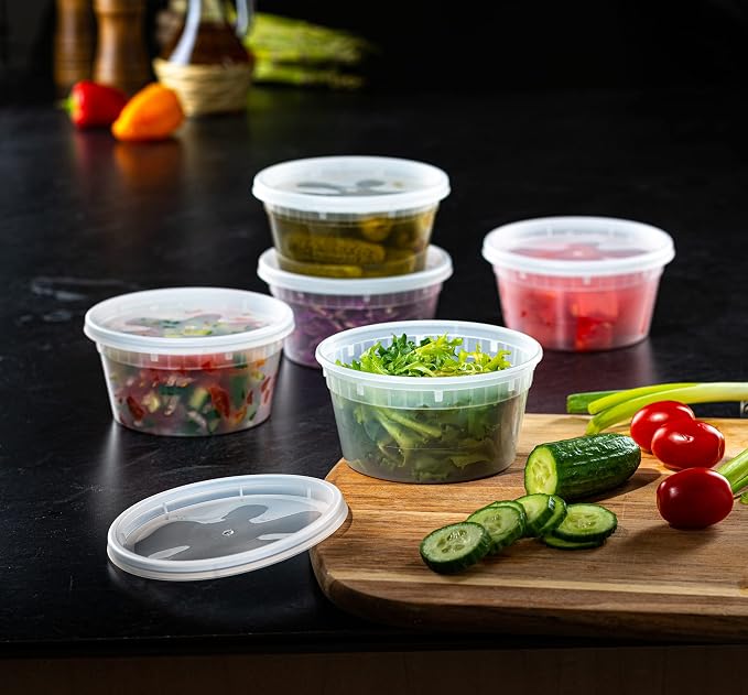 [Case of 240 12 oz. Plastic Food Storage Deli Containers with Lids - Perfect for Storing Soups, Sauces, and Snacks - Image 3