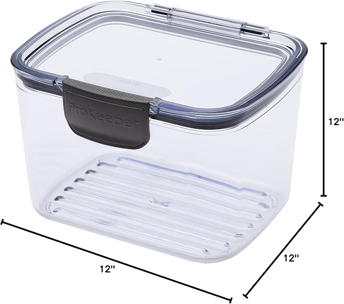 Progressive Prokeeper + Deli Storage Set: Air-Tight Silicone Sealed Containers w Grooved Bottom, Dry Erase Lid, BPA-Free, Stackable, Keeps Meats & Cheeses Fresh Longer, PKS-706C Tall Deli 1.65L - Image 8