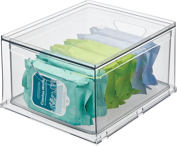 iDesign Stackable Storage Drawer, Clear | Stackable OrganFor Fridge, Pantry, or Under Sinks, Made in USAizer, For Bathroom Counter, Vanity, Under-Sink by iDesign