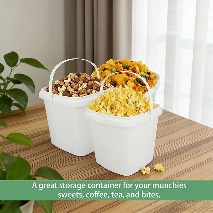 24 Pcs Plastic Food Containers with Lids and Handle Ice Cream Storage Buckets Square Reusable Deli Containers for Freezer and Microwave for Kitchen Food and Drinks (67 Oz/ 2 Qt / 0.5 Gallon) - Image 6
