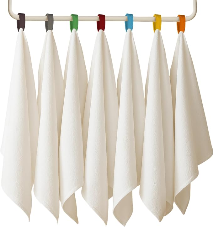 Flour Sack Towels| Tea Towel for Crafts| Kitchen Towels Cotton Blank Towel for Embroidery Baking Bread Proofing Linen Cover | Super Absorbent Dish Towels with Color Hanging Loops 7 Pack 18"x28" White by LITOLinenandTowel