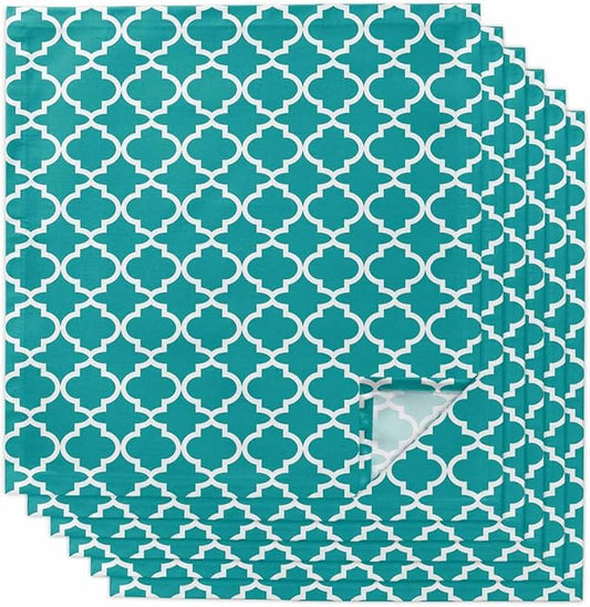 Cloth Napkins Set of 6-20x20 Inches, Teal Morocco Washable Reusable Table Napkins, Ethnic Boho Minimalist Abstract Geometric Soft & Absortbent Dining Napkin for Party Wedding Hotel Restaurant by Unknown