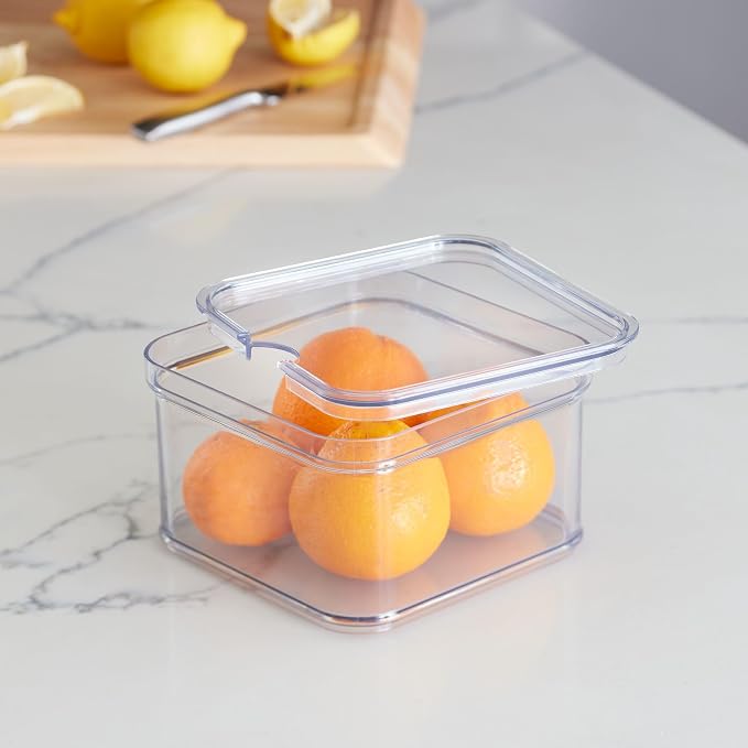 iDesign Stackable Fridge Organizer Bins with Lids - Clear | for Fresh Produce - Image 5