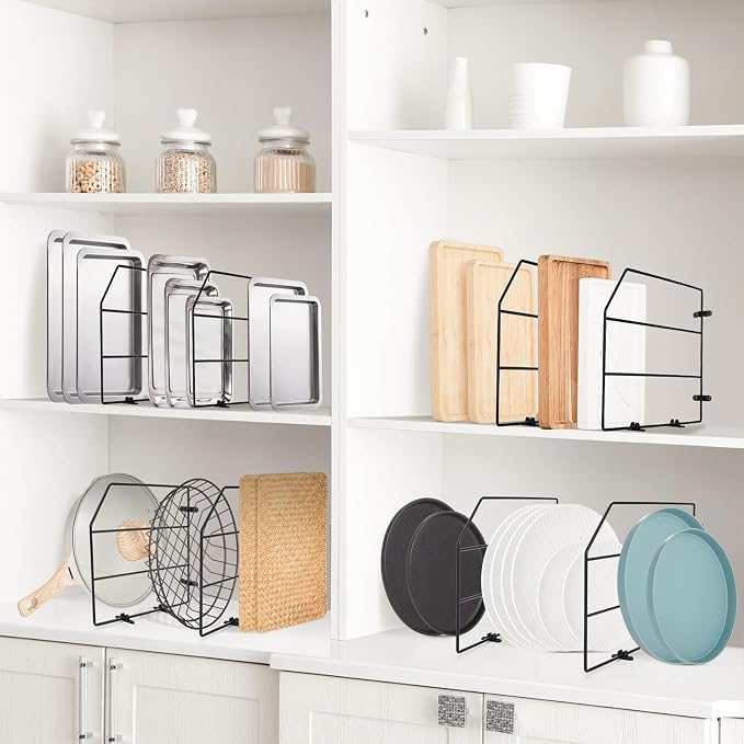 Blulu 4 Pcs Baking Sheet Organizer 12" x 20" Tray Dividers for Cabinets Kitchen Cabinet Dividers Vertical for Baking Sheets Chrome Pan Rack Storage Wires for Kitchen Cupboards(Black) - Image 5