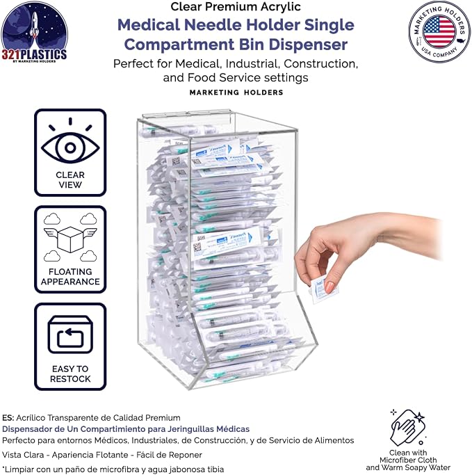 Marketing Holders Clear Dispenser Drop Bin for Retail Medical Facility 6.5" x 14.75" Wall or Counter Storage Display Acrylic Candy Container - Image 6