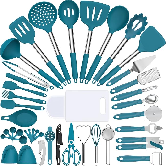 Silicone Kitchen Utensils Set, Umite Chef 43 pcs Cooking Utensils for Nonstick Cookware, Kitchen Tools-Silicone Utensil for Cooking Kitchen Set for Home Kitchen Accessories Set by UmiteChef