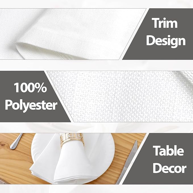 Majestic Giftware Polyester Napkins - NPK3 | Set of 12 (20" x 20") Plain White Design Dinner Napkins Cloth | Linen Look Washable Cloth Napkins Set for Weddings, Banquets, or Restaurants - Image 5