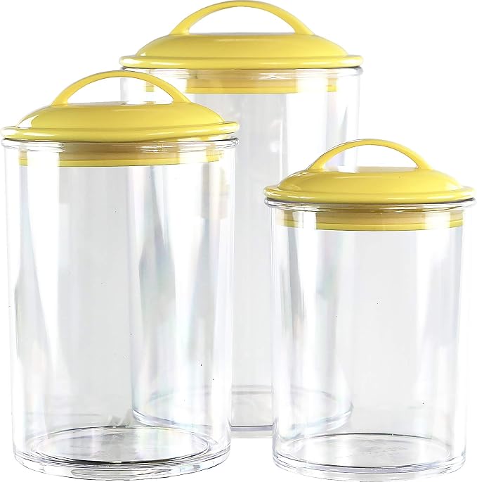 Reston Lloyd Food Storage Containers, BPA Free Airtight Canisters for Cereal, Pasta, Sugar, Coffee, Flour, Cookies, Loose Tea, for Kitchen Organization Set of 3 Lemon (Pack of 4) - Image 3
