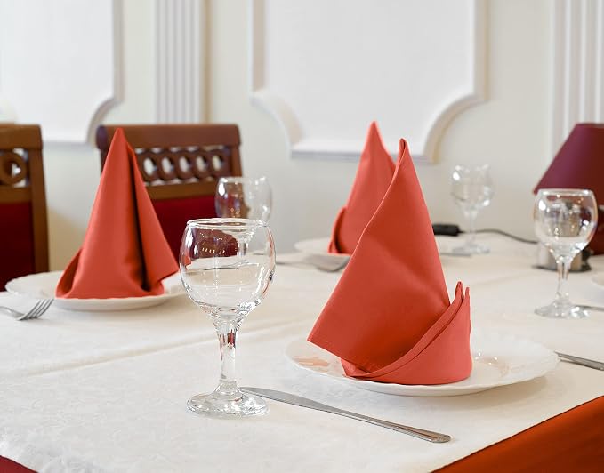 Utopia Kitchen Coral Cloth Napkins [12 Pack, 18x18 Inch] Absorbent Cotton Blend Washable and Reusable for Dinner, Restaurant, Lunch, Wedding and Hotel - Image 2