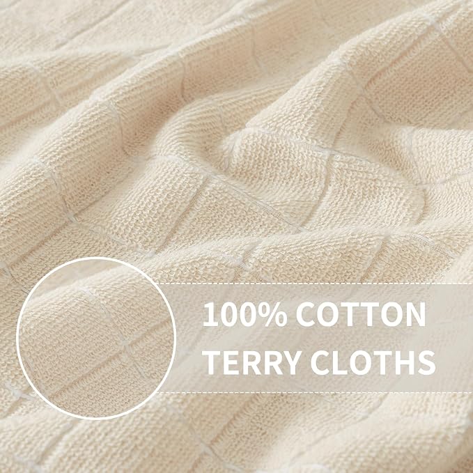 Kitinjoy 100% Cotton Terry Kitchen Dish Cloths, 12”x 12”, 8-Pack, Beige | Ultra Soft and Absorbent Dish Towels for Kitchen, Suitable for Drying and Washing Dishes - Image 2