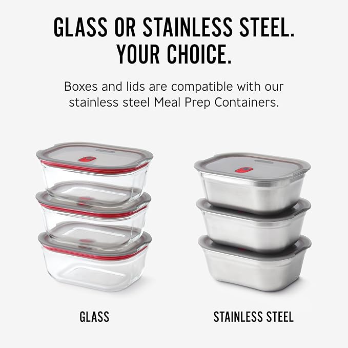 BLACK + BLUM Stack + Nest Glass Food Storage Container Set | Mix Set 4 Pack | Meal Prep Boxes with Airtight & Leak-Proof Lids. Borosilicate Glass, Oven, Air-Fryer, Microwave, Freezer & Dishwasher Safe - Image 8