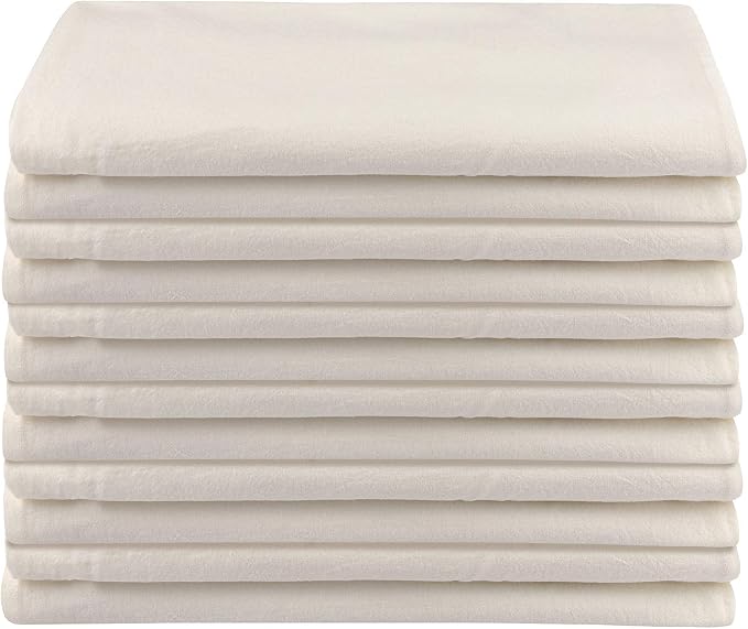 100% Cotton Flour Sack Towels – 12 Pack, 27x27 Inches, Natural, Lint-Free, Pre-Washed, Hemmed Edges – Reusable Kitchen Towels for Cleaning, Embroidery, Printing & Crafts - Natural - Image 2