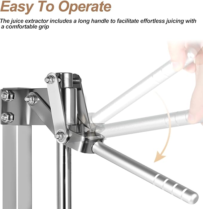 Stainless Steel Manual Lemon Squeezer Press, Heavy Duty Nut & Lemon Smasher Machine, Orange Citrus Fruit Juicer Crusher with Labor-Saving Handle & Suction Cups for Fruit Nut - Image 6