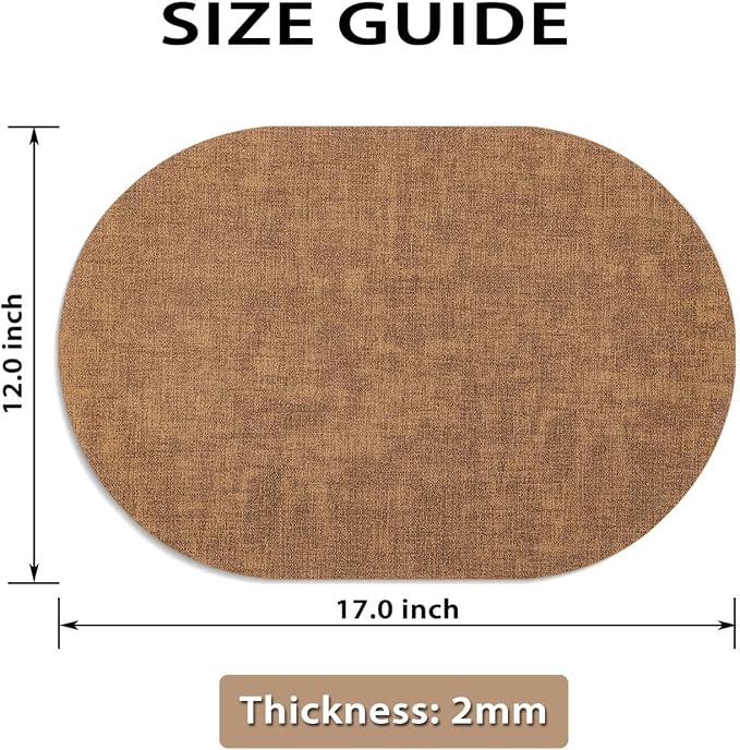 Placemats Set of 6 - Washable Heat Resistant Table Placemats - Wipeable Faux Leather Oval Place Mats, Waterproof Table Mats for Dining Table, Brown - Image 6
