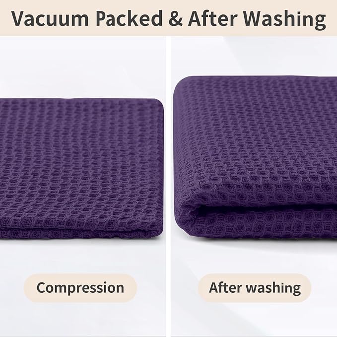 Homaxy 10 Pack 100% Cotton Kitchen Towels and Dishcloths Set, Eggplant | 12 x 12 Inches and 13 x 28 Inches Kitchen Towels Set, Ultra Soft Absorbent Dish Cloths for Washing Dishes - Image 8