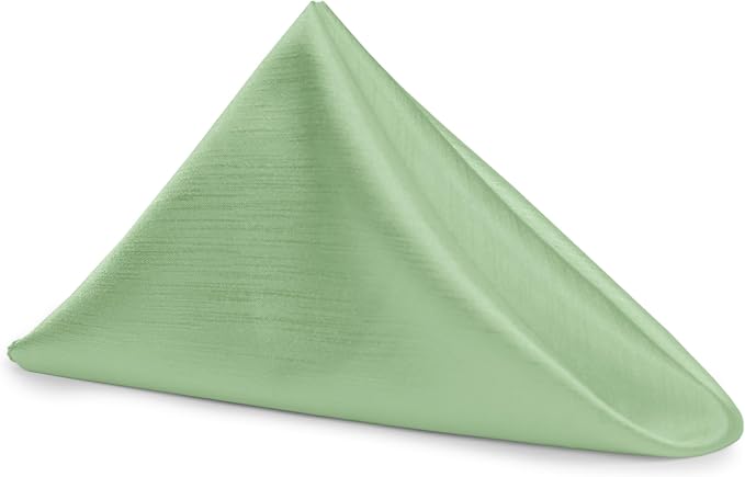 17 x 17-Inch Shantung Satin Cloth Napkins, Sage Set of 120 | Bulk Case of 10 Dozen, Square, 100% Polyester Fabric, Reversible, Faux Dupioni Silk Reverse Side, Machine Washable, Green by UltimateTextile