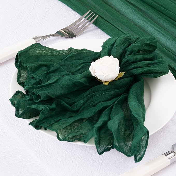 DeZerlor Emerald Green Christmas Cheese Cloth Napkins Set of 50 for Party | Reusable Cloth Napkins Bulk, for Wedding Bridal Baby Shower Dinner Cocktail Birthday Home, 21x21 Inches - Image 6
