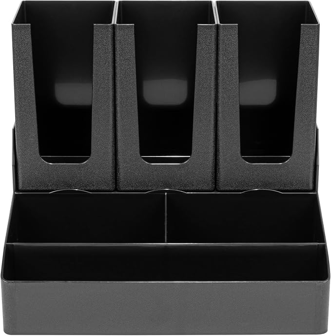 Restaurantware Restpresso Coffee Bar Organizer, 1 Count Durable 6 Compartments, Compact Size, Black Plastic Tabletop Coffee Supplies Organizer For Homes, Office Spaces, Breakrooms, and Lounges - Image 11