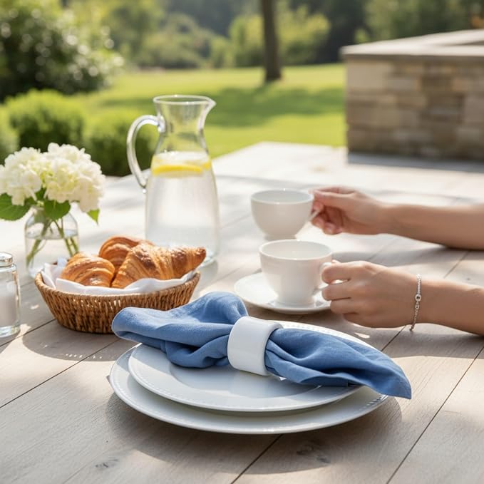 Linen Napkins –100% French Flax – Stonewashed Pure Linen Cloth Napkins - Size 18 Inch x 18 Inch – Set of 4 (Dusty Pastel Blue) - Image 4