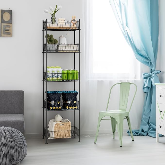 5 Tier Water Bottle Storage Rack Freestanding Metal Water Bottle Holder Shelf Organizer Drink Beverage Soda Can Organizer Storage Rack Bottled Water Stand for Floor Pantry Kitchen Food Storage, Black - Image 4