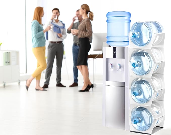 Stackable Water Bottle Storage Rack Best Water Jugs 5 Gallon Organizer. Jug Holder for Kitchen, Cabinet and Office Organizing. Reinforced Polypropylene (White, 4 No Shelf) - Image 3