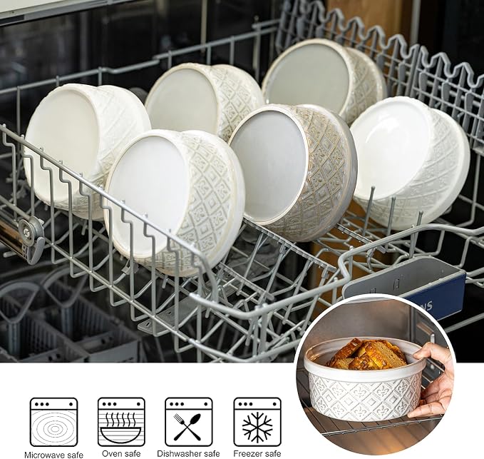 28 Oz Ceramic Bowls Set with Lids Oven Safe, Airtight Food Storage Containers Set of 4, Serving Bowls with Lids for Kitchen, Camping, Office Lunch, Breakfast, Charcuterie Bowls, Meal Prep Containers - Image 4