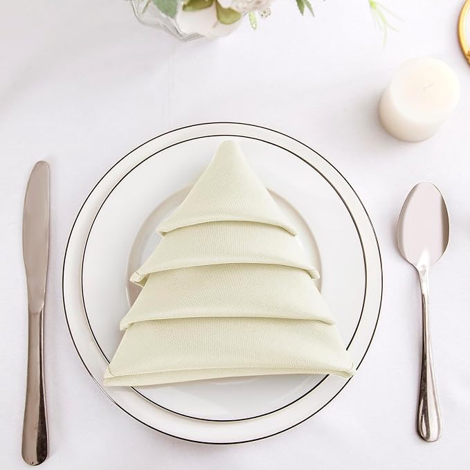 Bailarina Cloth Napkins Set of 80,17x17 inches Dinner Napkins Cloth Washable,Polyester Square Table Cloth Napkin Bulk with Hemmed Edges Ideal for Banquets, Parties and Weddings-Ivory - Image 3