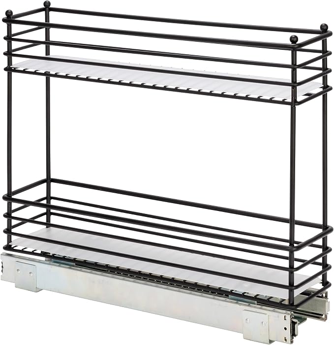 Household Essentials Glidez Under Cabinet 2‑Tier Pull‑Out Storage Organizer with Removable PEVA Liners, Matte Black - Image 11