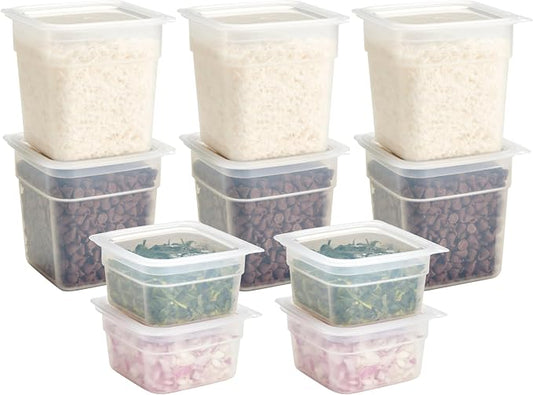 Cambro Food Storage Containers with Lids - Translucent (Microwave Safe and BPA-Free) - 16 and 32 oz (ounce) Food Storage Container - (20 Piece Set) by CambroManufacturing