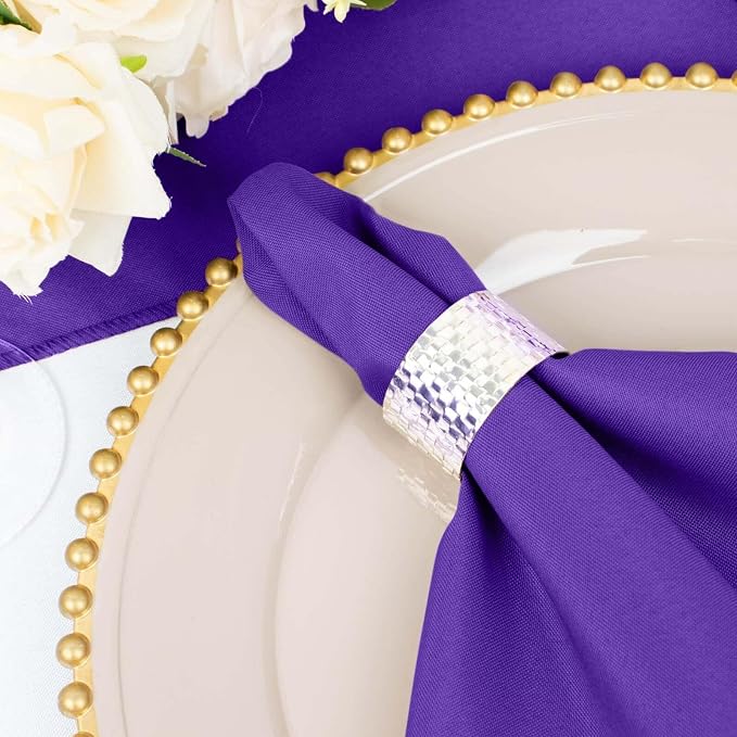 Efavormart Premium Cloth Napkins Set of 10, 20x20 Inch Purple Seamless Dinner Napkins, Washable Linen Table Napkin Cloth with Hemmed Edges for Weddings, Party and Banquet - Image 6