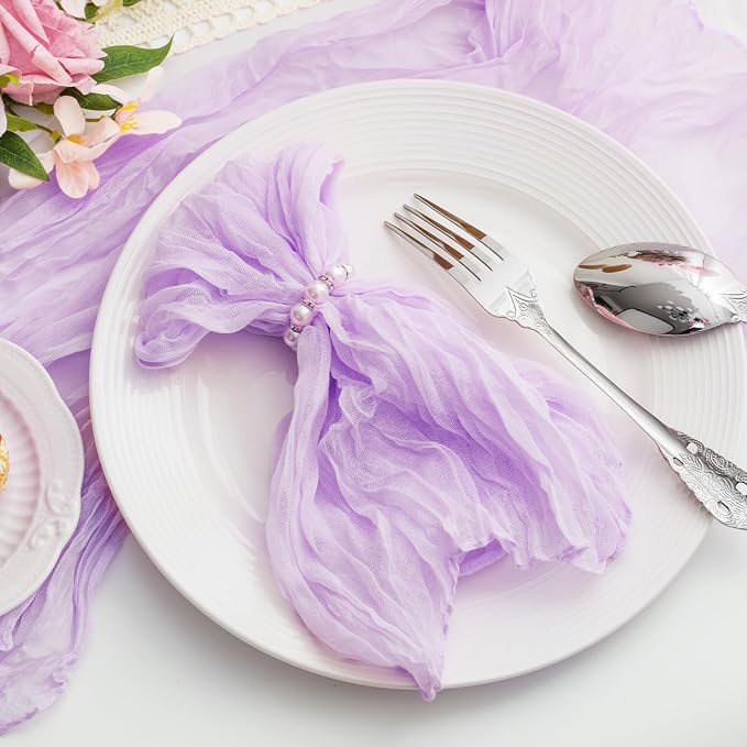 100 Pack Lilac Cloth Napkins 21x21 Inches Lilac Cheesecloth Napkins Set of 100 Washable Dinner Table Napkins for Wedding Bridal Baby Shower Rustic Boho Cotton Gauze Family Gathering Table Decor - Image 2