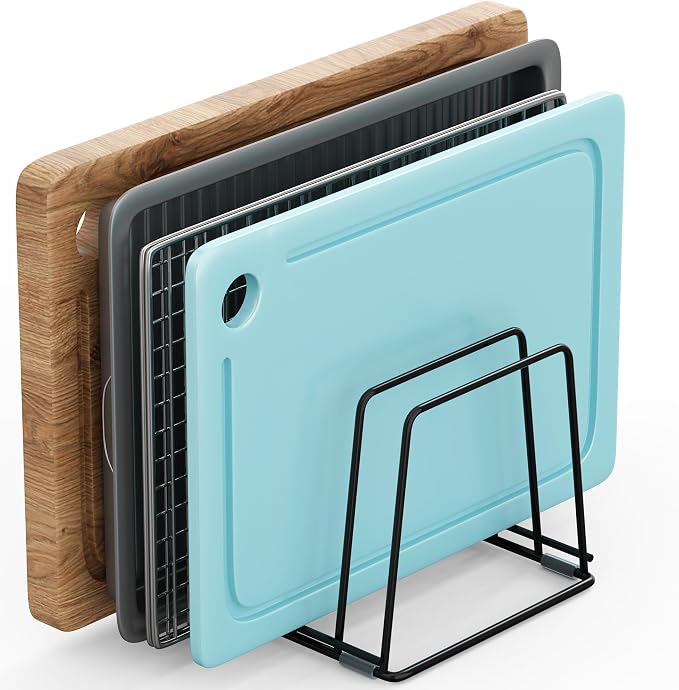 Cutting Board Organizer Kitchen Organizer Rack for Cutting Board, Bakeware, and Cookie Sheet, 5-Slot Heavy-Duty Steel Cookware Holder,Rust-Resistant with Anti-Slip Feet (2, Large) - Image 8