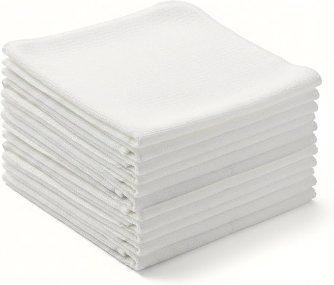 Flour Sack Shop Towels, Natural Cotton Cleaning Towels 14" x 12", Pack of 12 Reusable Absorbent Towels for Garage, Automotive, Workshop, Kitchen Cleaning, Polishing, Dusting & Multi-Purpose Use by LITOLinenandTowel