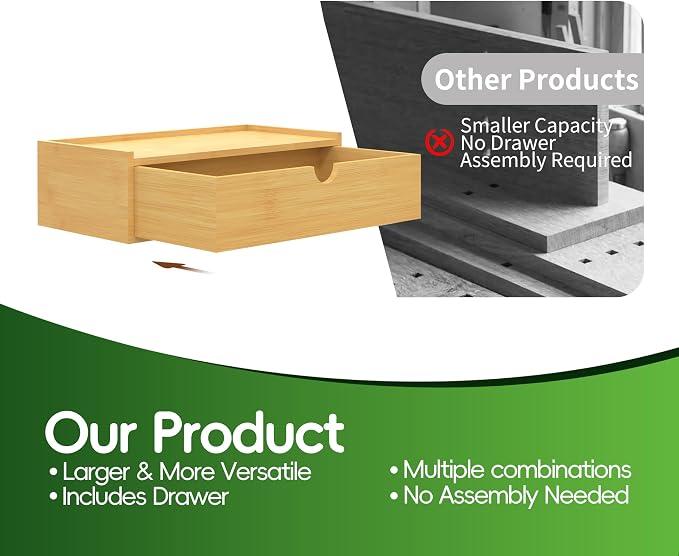 Bamboo Tea Organizer – Stackable Collection (1Drawer) - Image 3