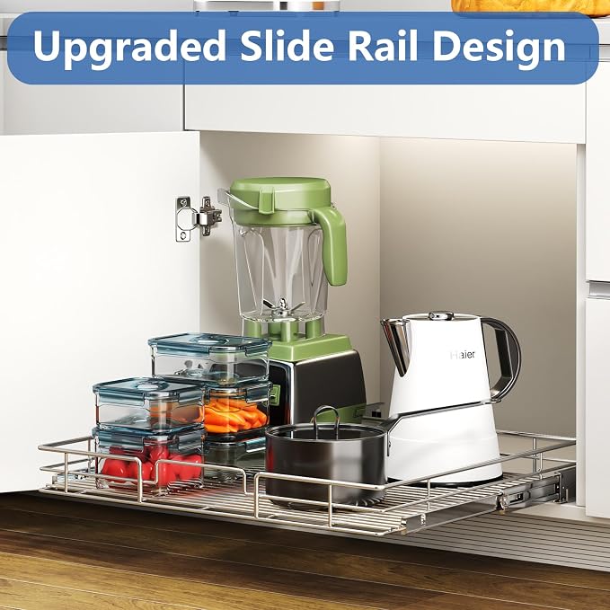 ROOMTEC Pull Out Cabinet Organizer, Cabinet Pull Out Shelves 28½" W x 21½" D, Heavy Duty Cabinet Drawers Slide Out Kitchen Cabinet Organizers Storage Shelf - Image 5