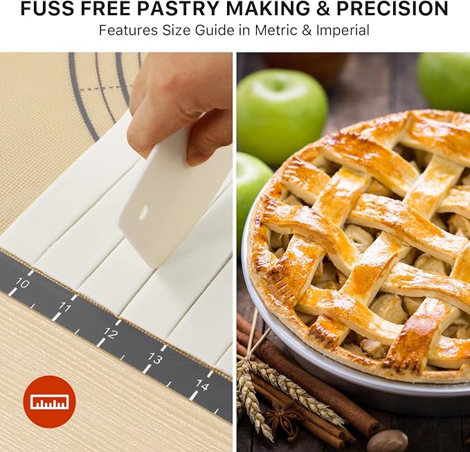 DANIA & DEAN 26"x16" Extra Thick Silicone Baking Mat for Pastry and Bread | Non-Slip & Non-Stick Mat with Measurements, for Pizza, Pie Crust, Dough Rolling, Pasta & Sourdough, Reusable Counter Sheet - Image 6